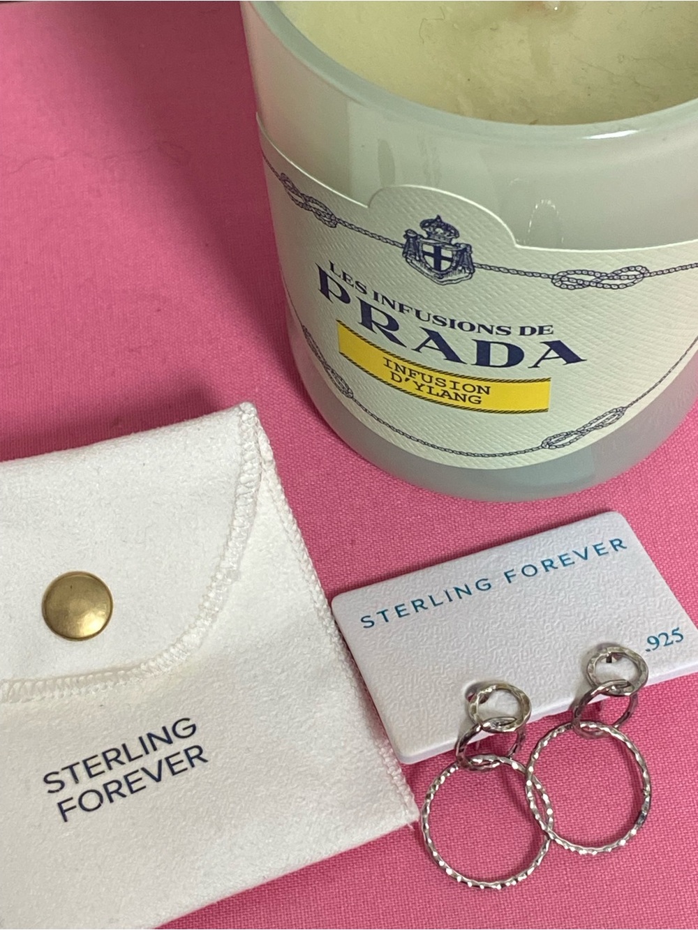 Never-Worn Sterling Forever 14K Silver Hammered Triple Drop Earrings